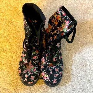 Floral combat boots